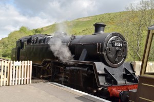 Steam locomotive at Swanage station, Dorset